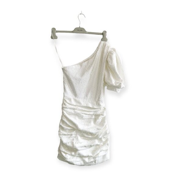 Ronny Kobo Eden One-Shoulder Minidress in White Sequins, Size XS, New with tag - Picture 4 of 16